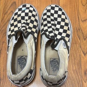Vans Kids Checkered Slip-On Shoes - Black and White